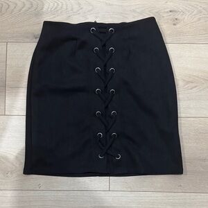 Windsor Black Lace-Up Pencil Skirt